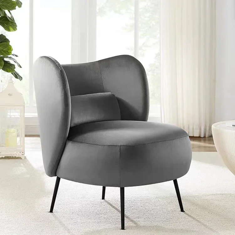 l Hot Selling Velvet Living Room Armrest Leisure Boucle Fabric Upholstery Single Sofa Chair With Metal Legs