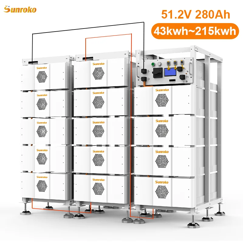 Sunroko Energy Storage Lithium Battery 51.2V 280Ah 314Ah 100Kwh 200Kwh Rack Mount Lifepo4 Solar Battery Pack