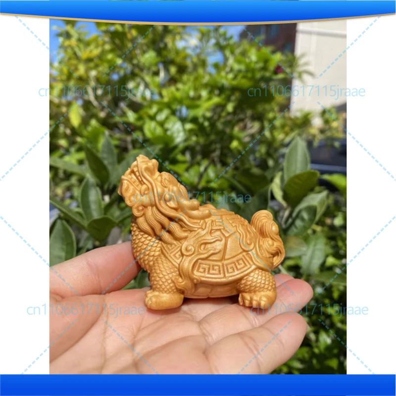 Natural Cypress Gossip Dragon Turtle Auspicious animals Figurine ，Chinese characteristic God Beast Home Room Office Decor Statue