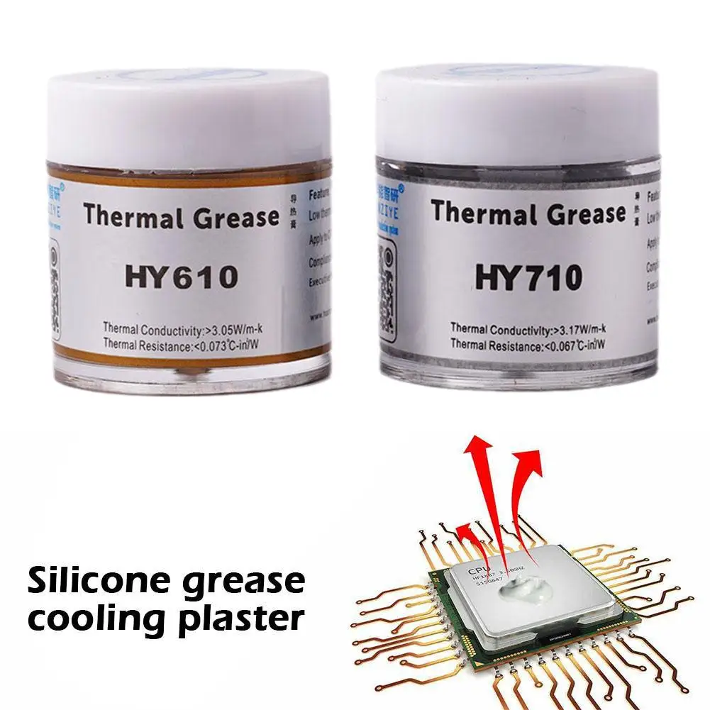 Pasta compuesta de grasa térmica para Cpu, pasta de silicona conductora de calor, 1 piezas, 10g, Hy510/610/710, D3w2