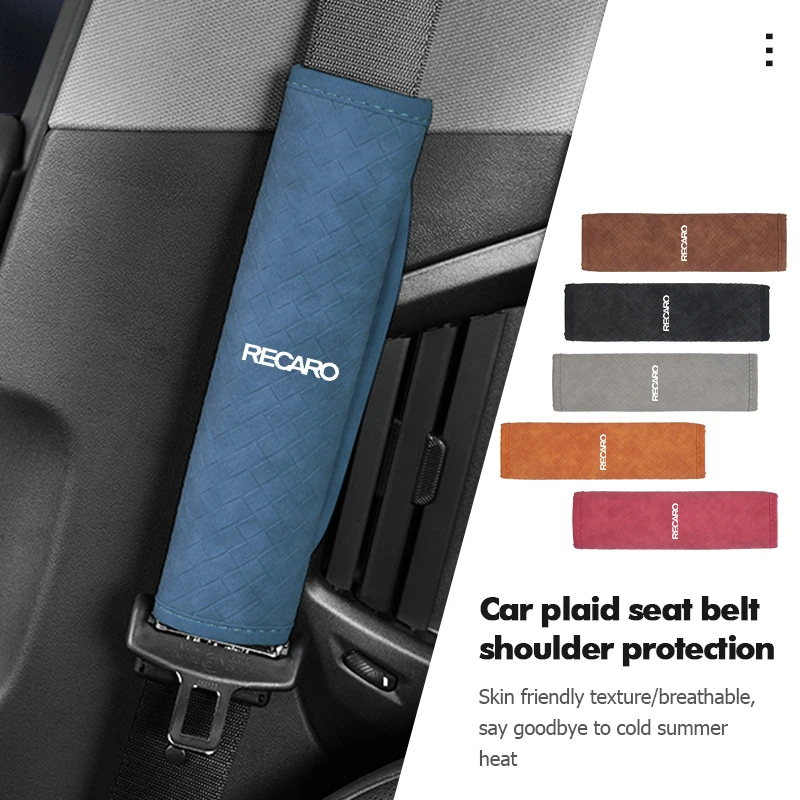 Car Seat Belt Covers Soft Leather Shoulder Pad Backpack Straps For Recaro