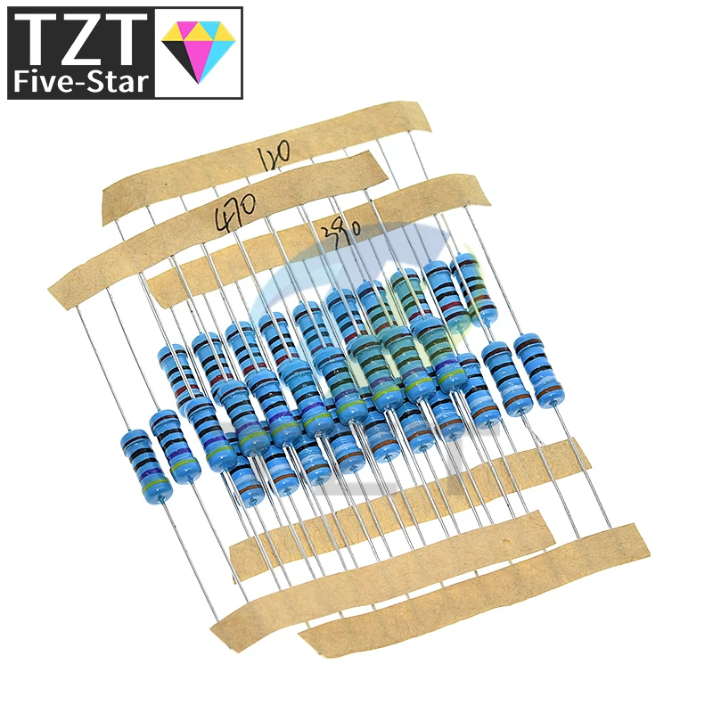 Imagem -06 - Assorted Metal Film Resistor Kit 1w 100 Valores Cada 10 Pcs Ohm1m Ohm Faixa Capacitor Hot Sale 1000 Pcs