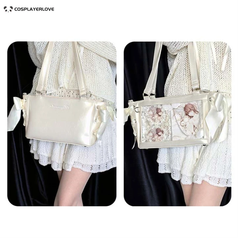 2026 Victoria Mini JiraiKei 10cm Itabag Women Square Leather Exterior PVC Transparent Shoulder Bag Ladies Large Capacity Handbag