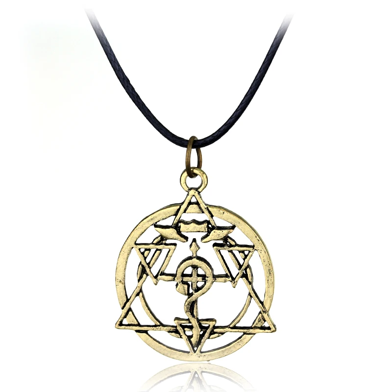 Anime Fullmetal Alchemist Metal Pendant Necklace Edward Alchemist Logo Necklace Cosplay Props Backpack Jewelry Accessories