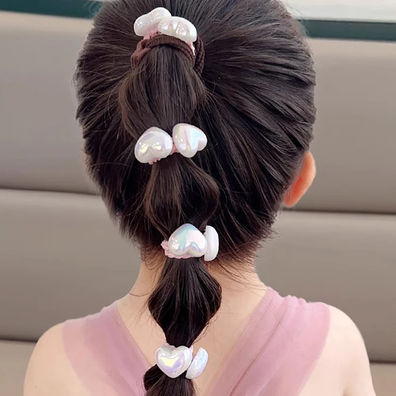 10 قطعة/المجموعة لطيف طفلة الشعر الحب العصابات الكرتون الحب القلب ستار العلاقات الشعر طفل مطاطا شريط مطاطي الاطفال الشعر الحبال أغطية الرأس