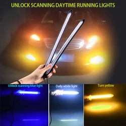 2Pcs LED Multicolor Car DRL Daytime Running Lights Waterproof  Universal 12V Auto Headlight Sequential Flow Turn Signal Light