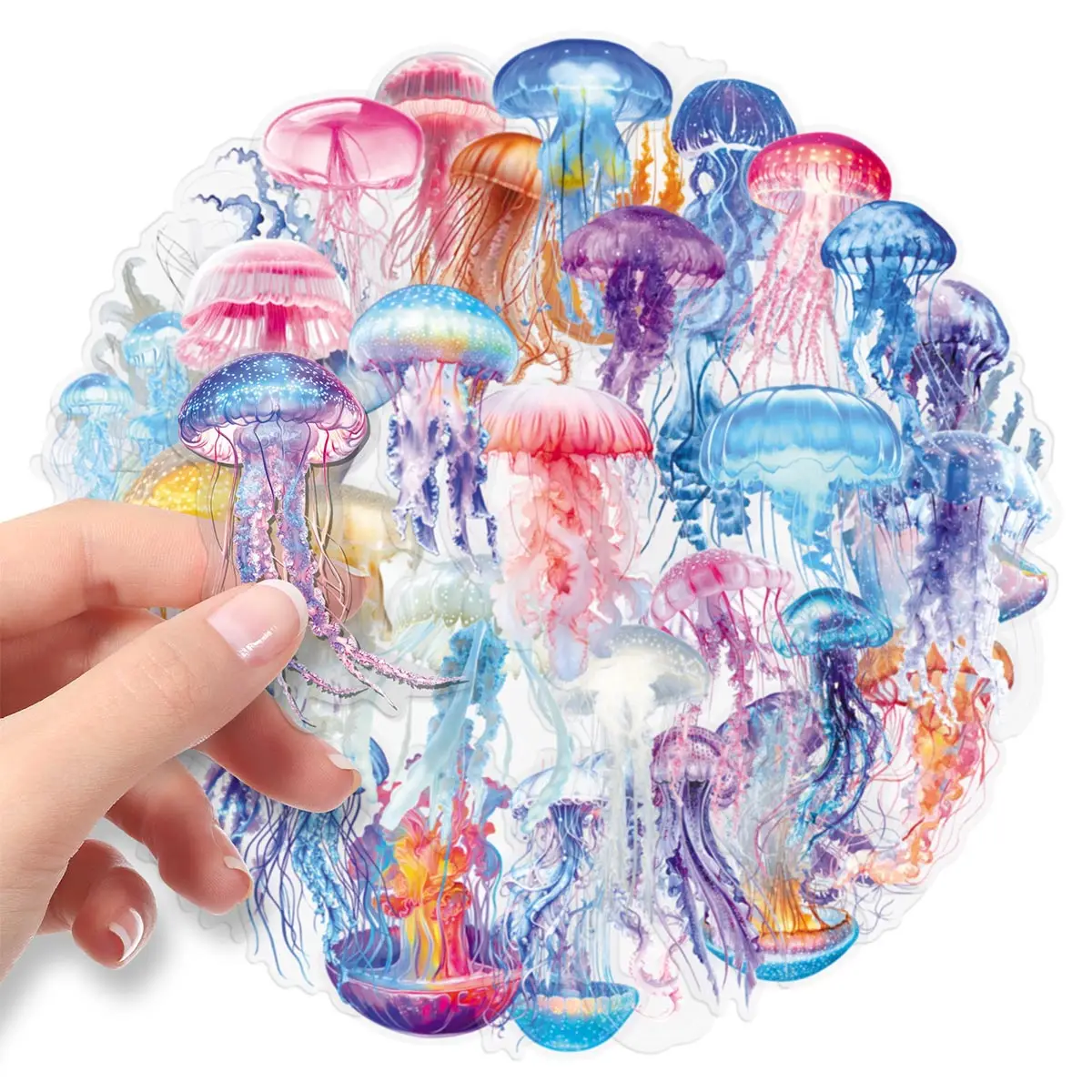 

50 наклеек с мечтотворными акварельными медузами, красочные наклейки с морской природой, декоративные наклейки для дневников и багажа
