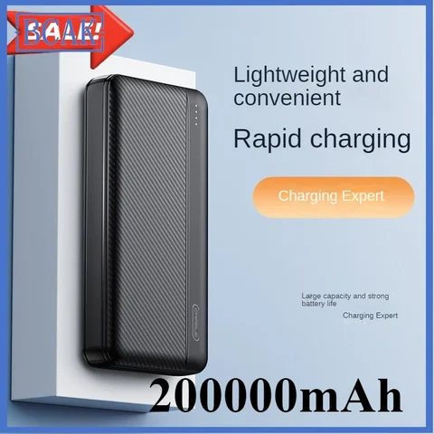 Power Bank большой емкости 200000 Портативная быстрая зарядка мАч, 20000 мАч для мобильного телефона Android, универсальная BCAK
