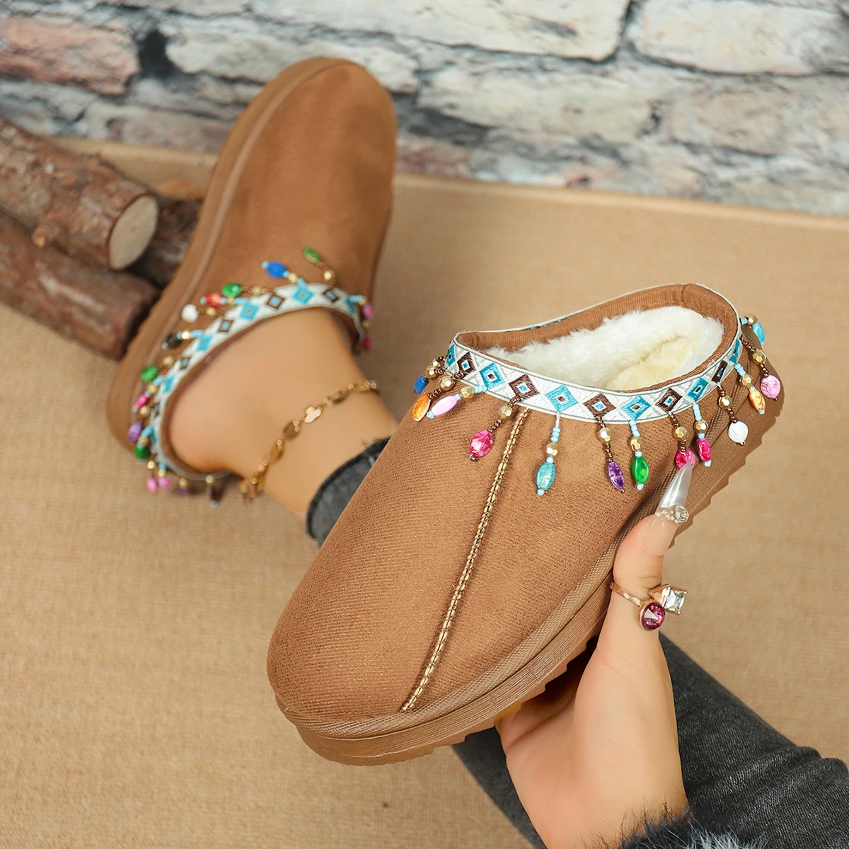 

Женская обувь, модные тапочки на платформе, летние тапочки с круглым носком и бисером, удобные нескользящие сандалии на мягкой подошве, женские шлепанцы