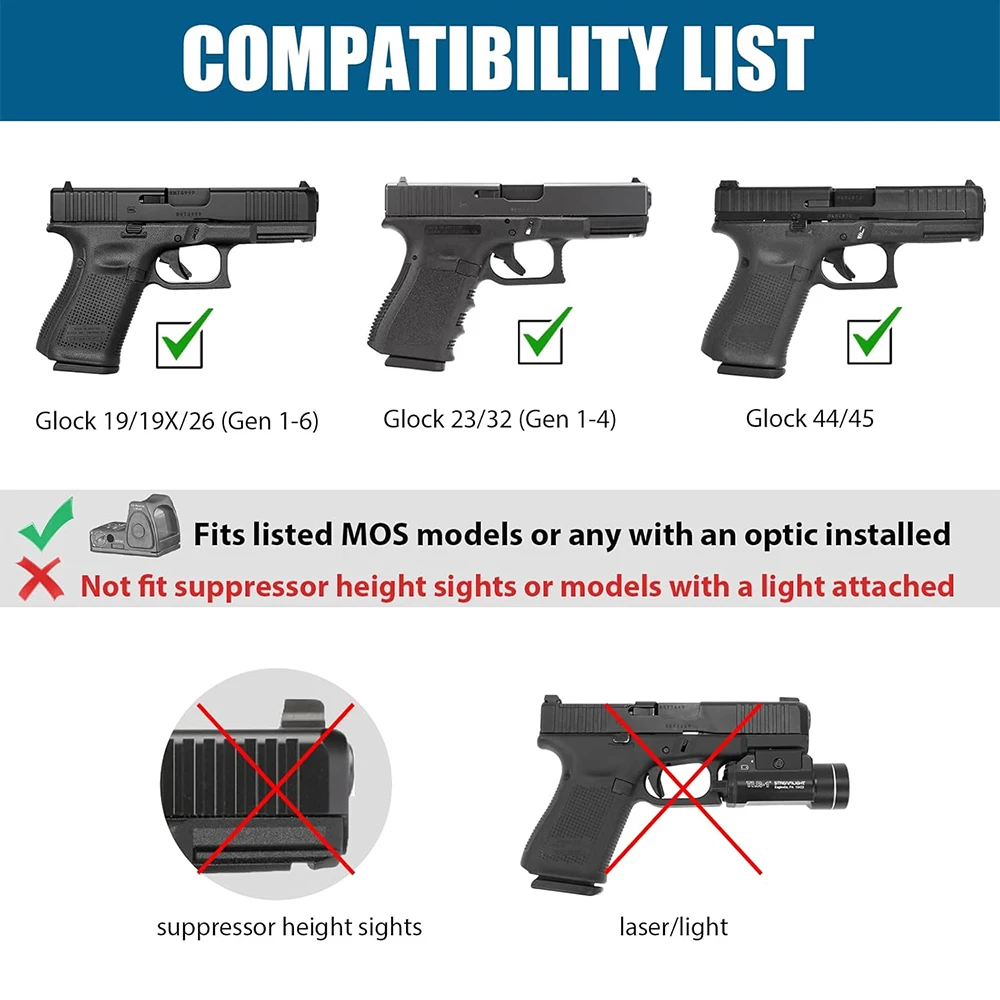 For G17/G31 (Gen1-5),G19/G23/G32/G44(Gen3-5),G19X/G22/G45 Holster,Polymer Thumb Release OWB Paddle Bag Tactical Tools Right hand