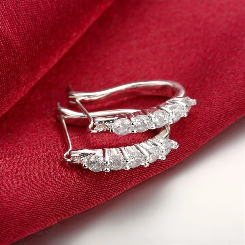 

Hot 925 Sterling Silver clip Earrings for Women All-match trend Zircon Ear buckle Christmas Gifts wedding party Jewelry