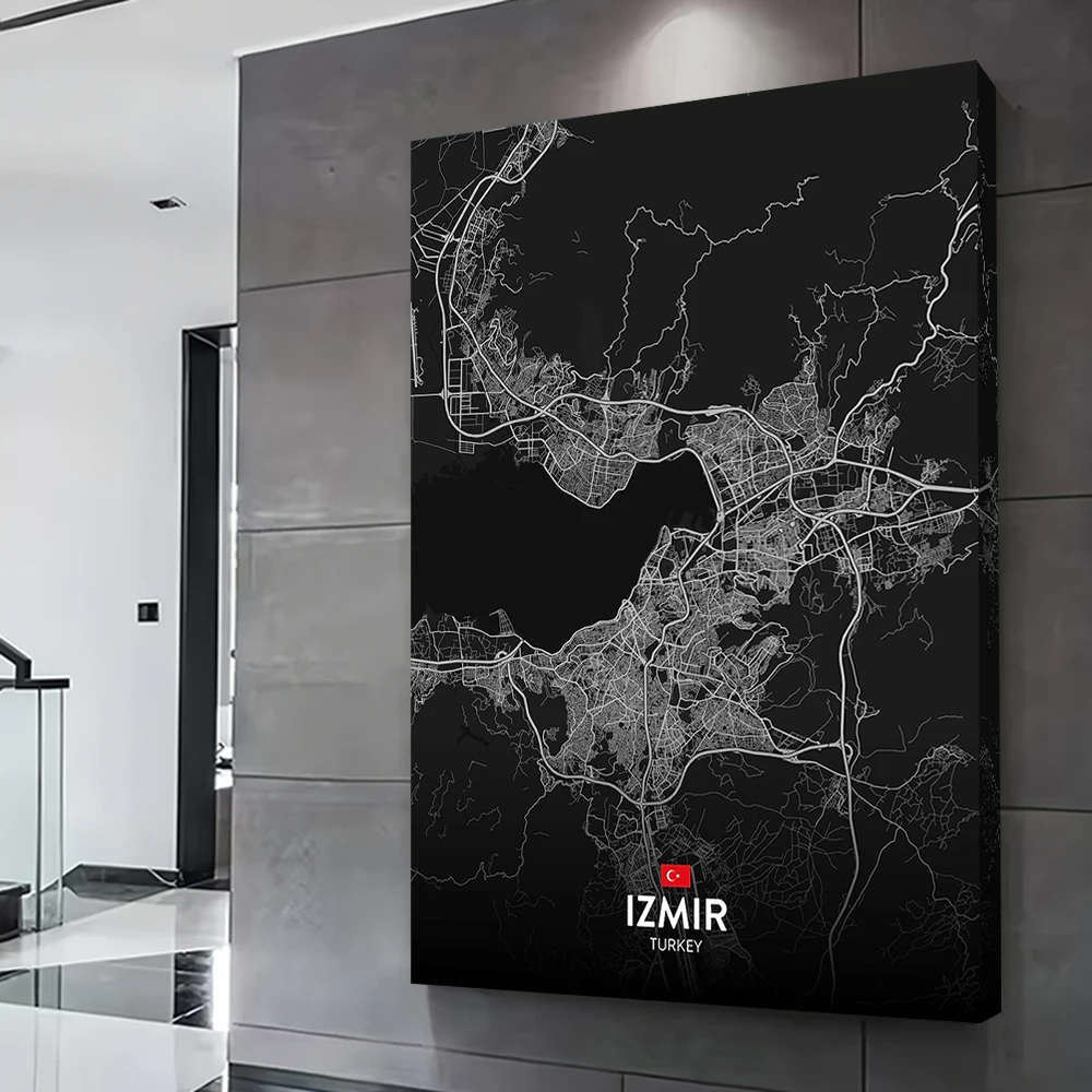 إزمير TR خرائط يطبع ملصق مخصص حائط لوح رسم الفن اللوحات الزخرفية ديكور المنزل الحديث إطارات ديكور غرفة المعيشة #2
