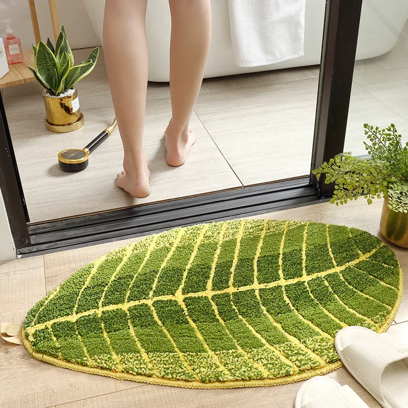 Banana Leaf Bath Mat Super Soft Absorbent Bath Carpet Anti-slip Floor Mat Door Entrance Decorative Door Mat Kitchen Mat