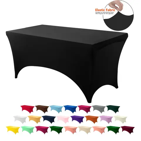 Spandex Tablecloth Tight Fitted Washable and Wrinkle Resistant Stretch Rectangular Patio Table Cover for Event Wedding Parties