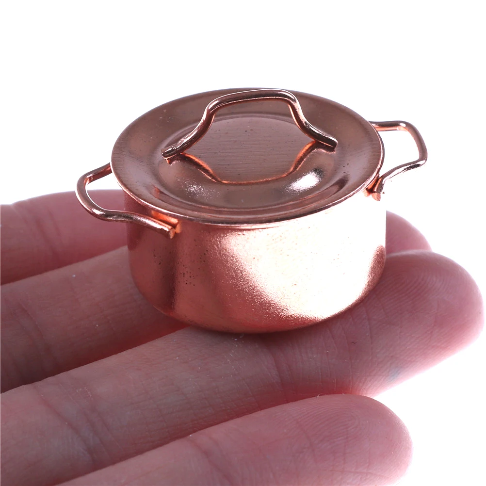 1/12 Dollhouse Miniature Kitchen Copper Pot with Lid doll house accessories