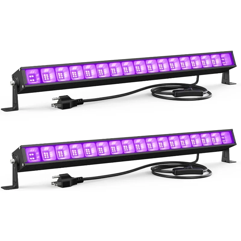 Black light strips for glow party, black light strips with plug and switch, each light is 32x32 feet long