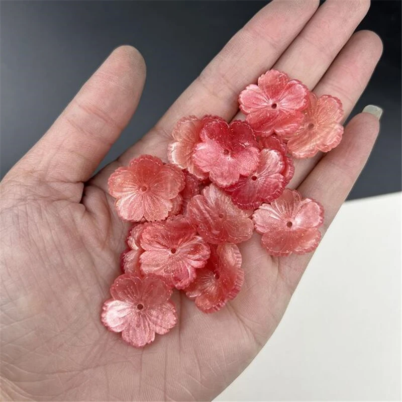 10Pcs/Lot New Creative Acrylic Torus 22MM Acetic Acid 3D Flower Beads Charm Connectors Diy Hair Jewelry Making Resin Accessories