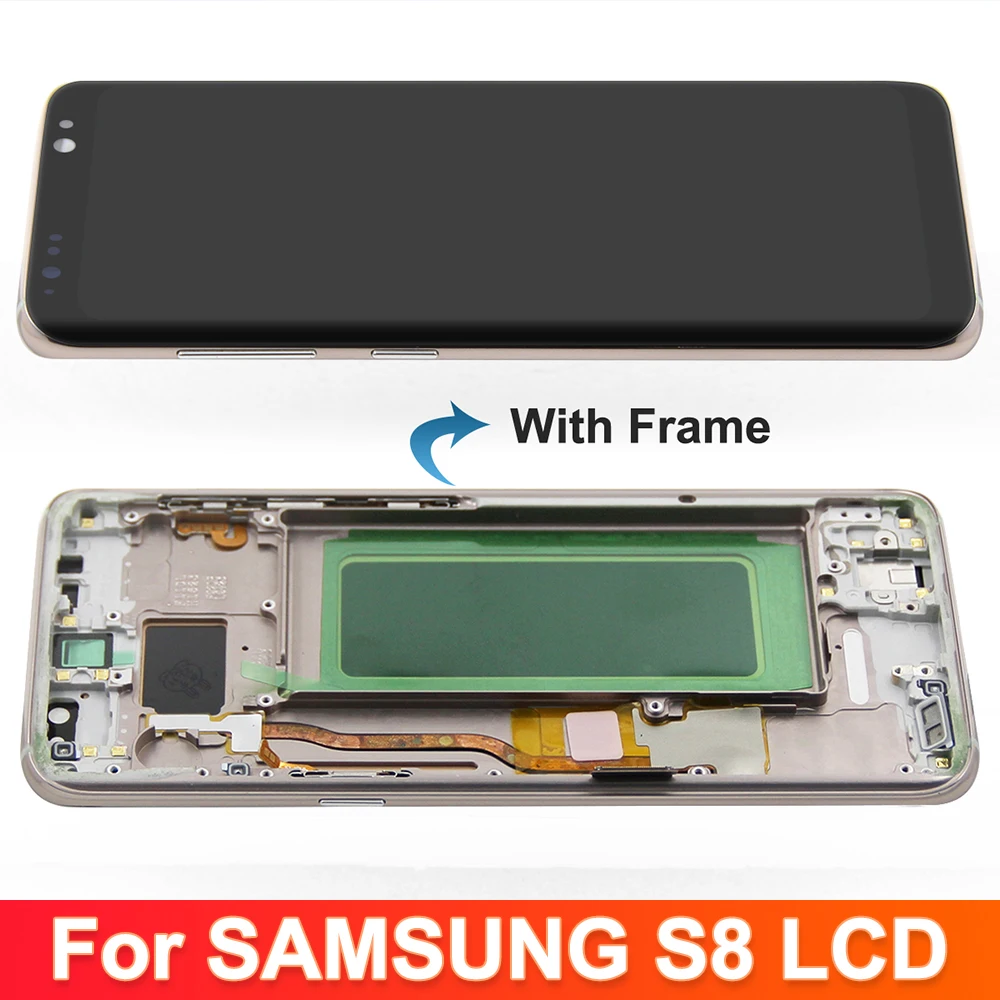 Super OLED Kwaliteit Voor Samsung Galaxy S8 G950 G950F Lcd-scherm, Touch Screen Digitizer Met Frame Assembly Display