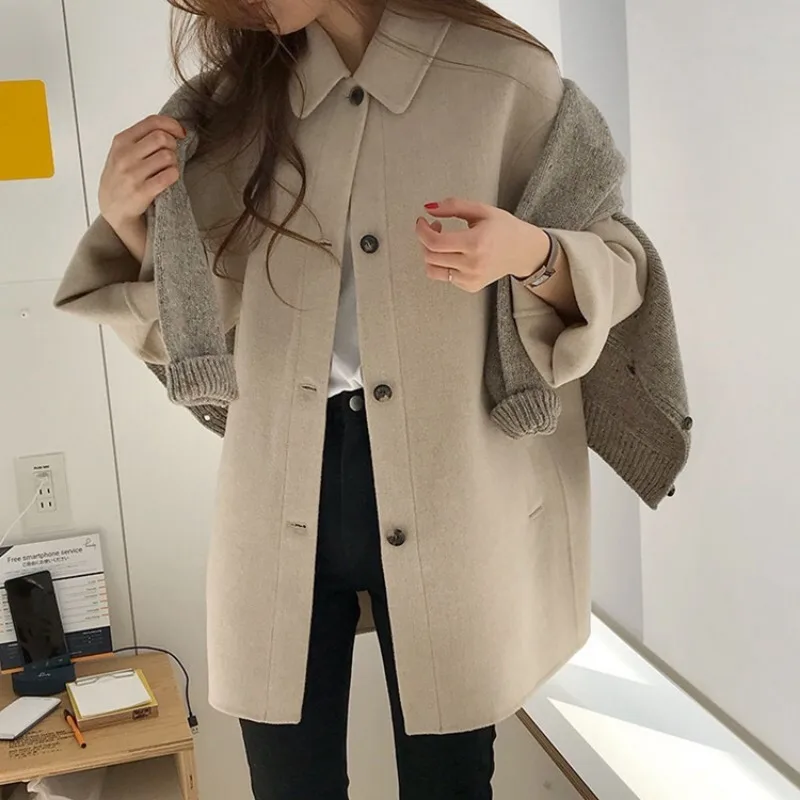 Imitation Fur Coats Long Sleeve Fleece Woman Fleece Jacket Lady Casual Turn-Down Collar Overcoat Autumn Winter Snow Outerwears