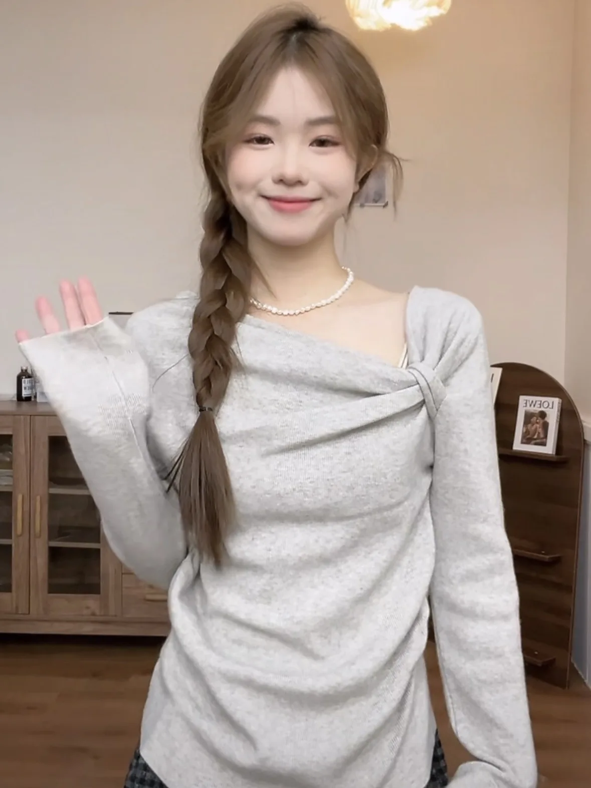 Sweet Sle Loose Fit T-shirt lunga Sve da donna Autunno Inverno Pigro Semplice partita Bellissimo top Versione coreana Comodo Sw...