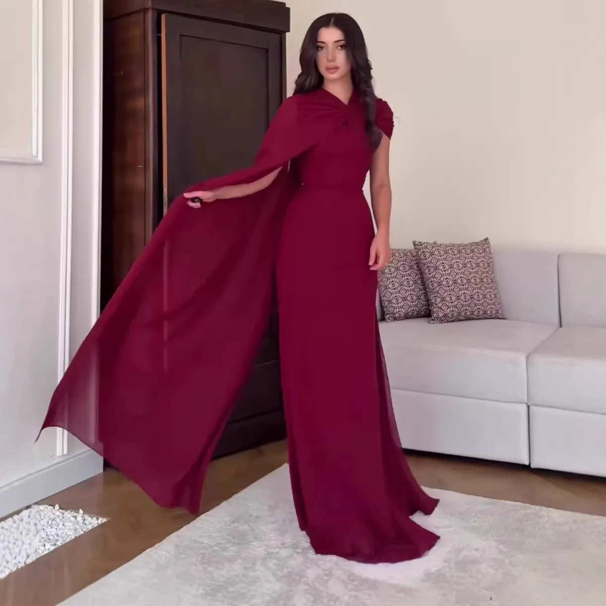 Sleeveless No Sleeves Gown Slim Fit Chic Elegance with Spring Long Dress Pullover One Round Neck Pleated Dress for Women