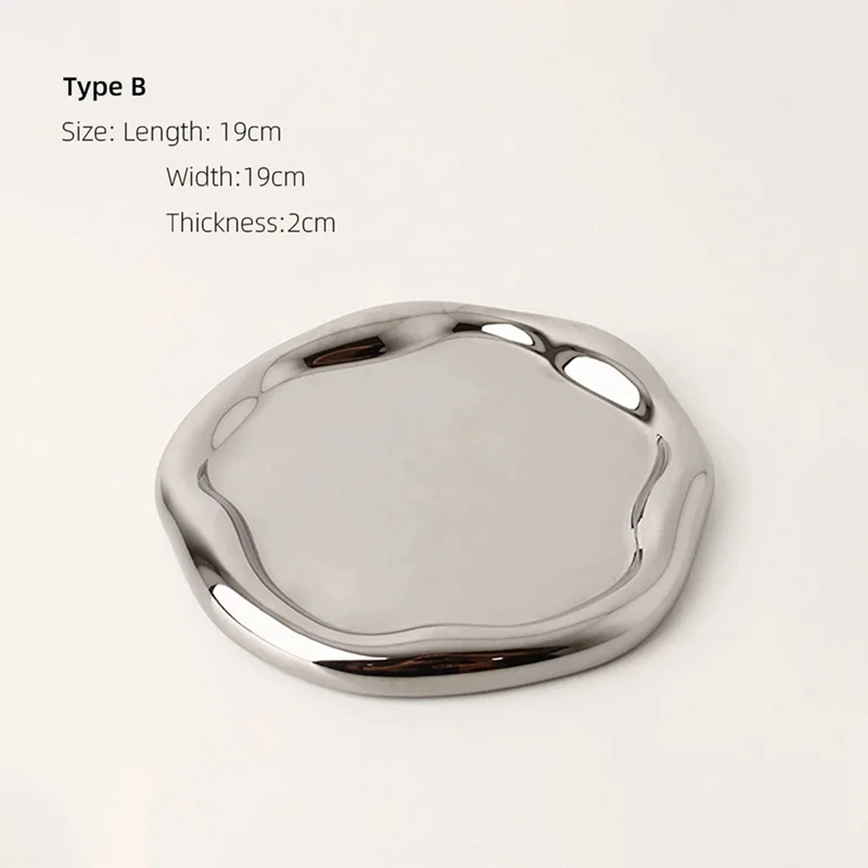 HOT-Modern Silver Jewelry Tray Ceramic Vanity Bathroom Trays Decorative Trays Trinket Organizer Home Decoration