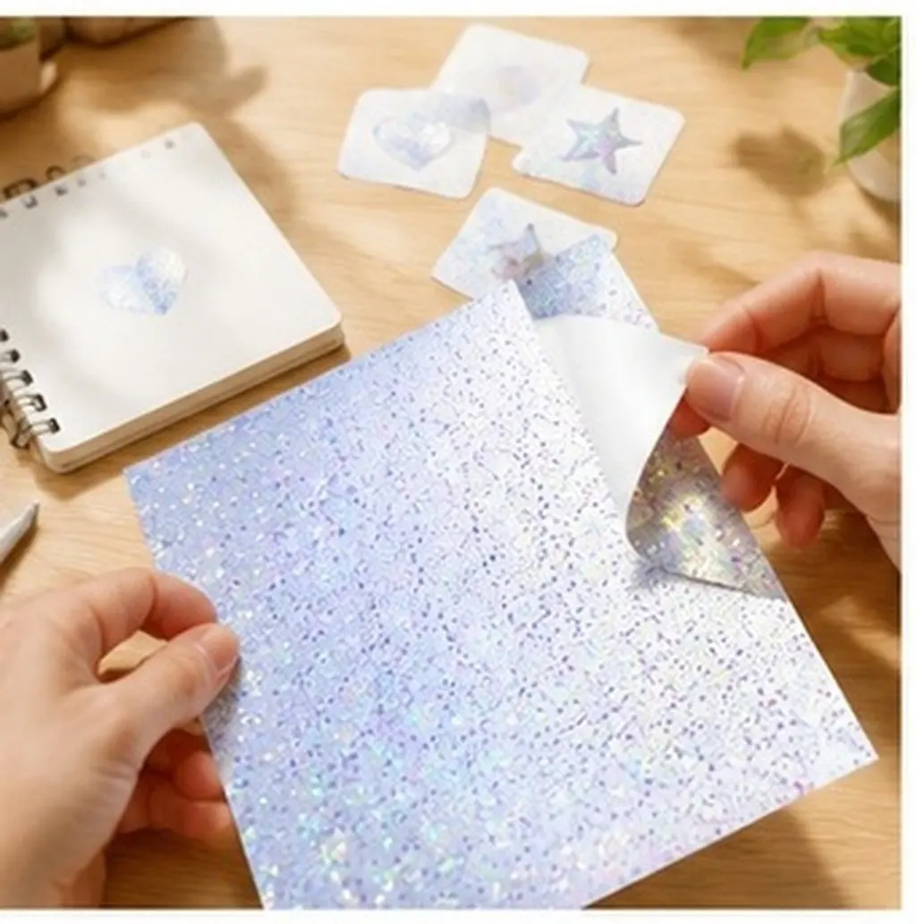20Sheets Glitter Holographic Printable Sticker Paper for Inkjet Laser Printers Multipurpose Label Decal Craft Art Projects
