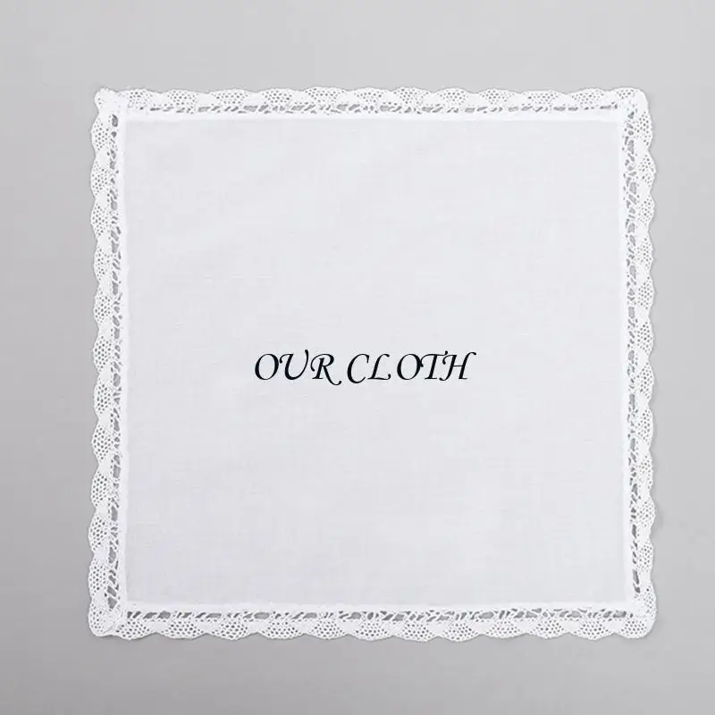 Decorative White Cotton Handkerchief