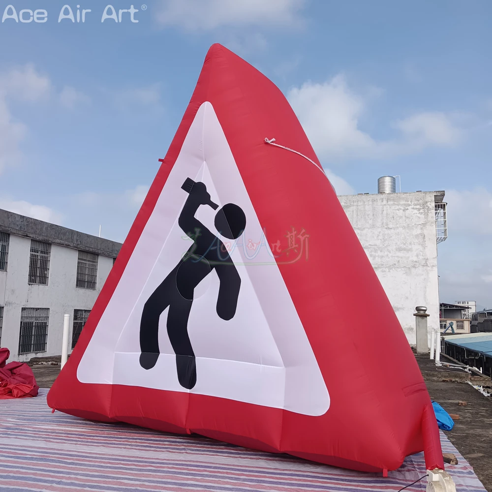 Outdoor verkeerswaarschuwing slogan opblaasbare logo muur met gratis ventilator voor reclame of activiteiten