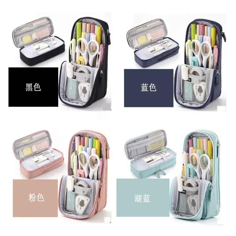 مقلمة ذات سعة كبيرة جدًا مقلمة عصرية متعددة الوظائف بتصميم متين بطبقة مزدوجة مناسبة للاستخدام المدرسي والمكتبي