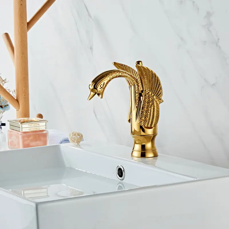 

Golden Swan Basin Sink Faucet Single Handle Sink Hot Cold Water Mixer Tap Hot and Cold Water Basinwash Sink Mixer Taps