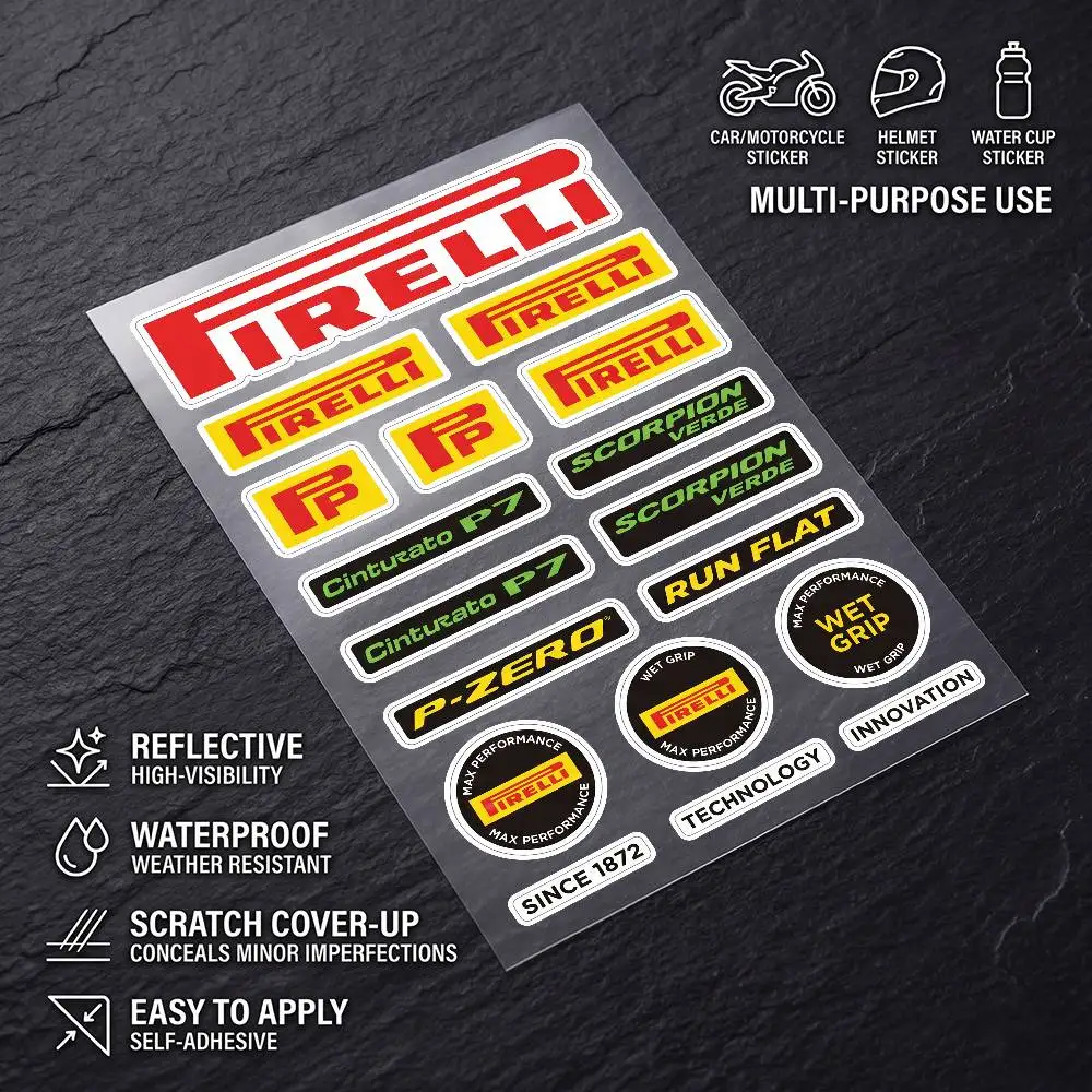Pegatina reflectante impermeable PIRELLI, calcomanía decorativa Universal para coche, motocicleta, casco, refrigerador