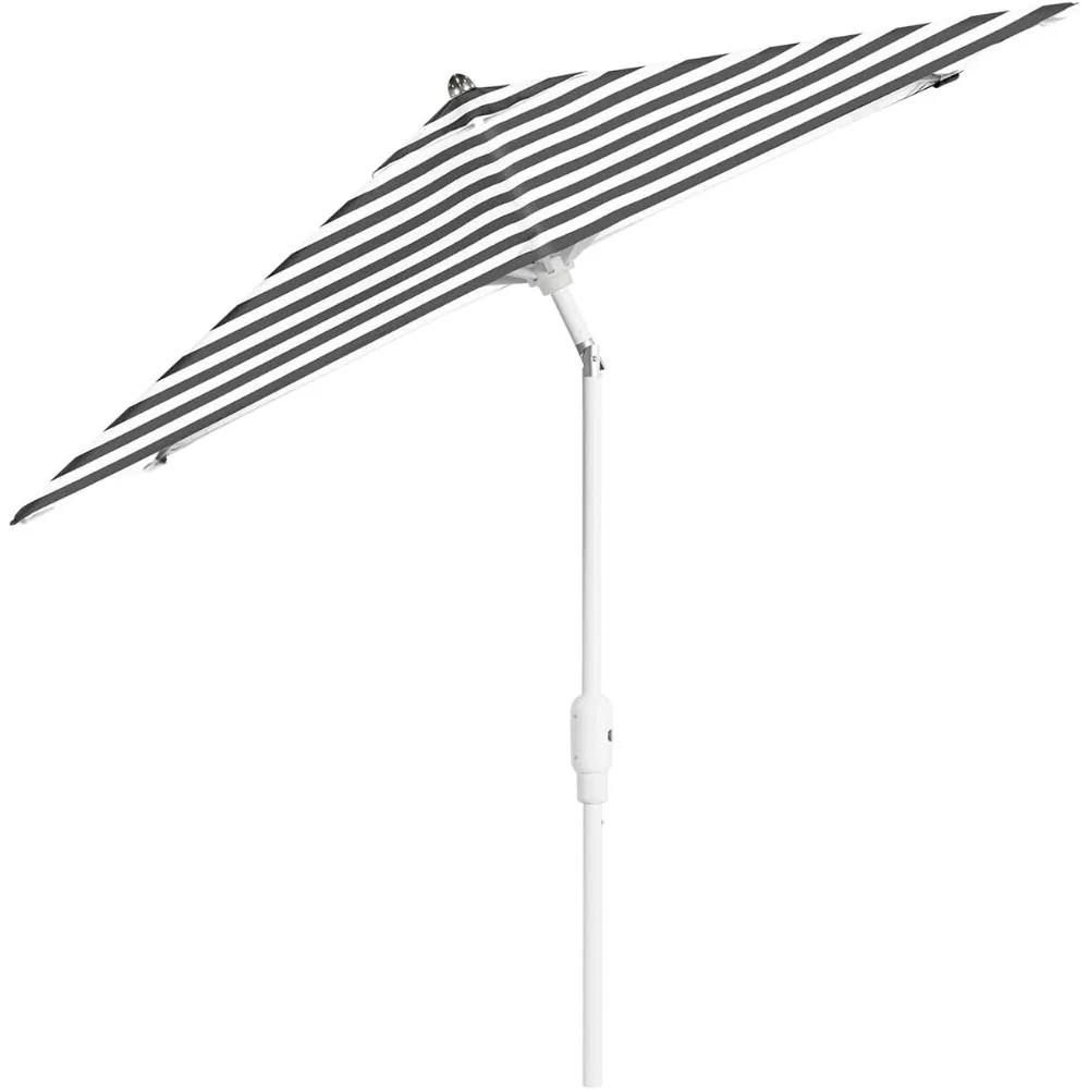 

Зонт для шезлонга и шезлонга для патио и бассейна, 6,5-дюймовый восьмиугольный рукоятка с автоматическим наклоном и белым столбом/белый навес