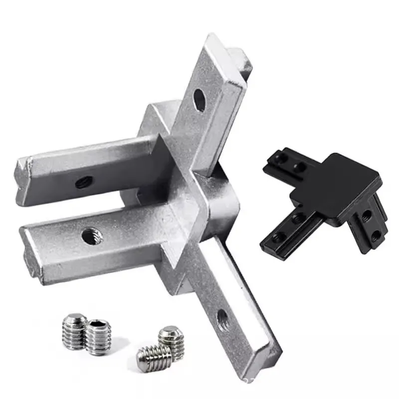 8pcs 3-Way End Corner Bracket Connector for European Standard Aluminum Extrusion Profile 1515 2020 3030 Series Slot with Screws