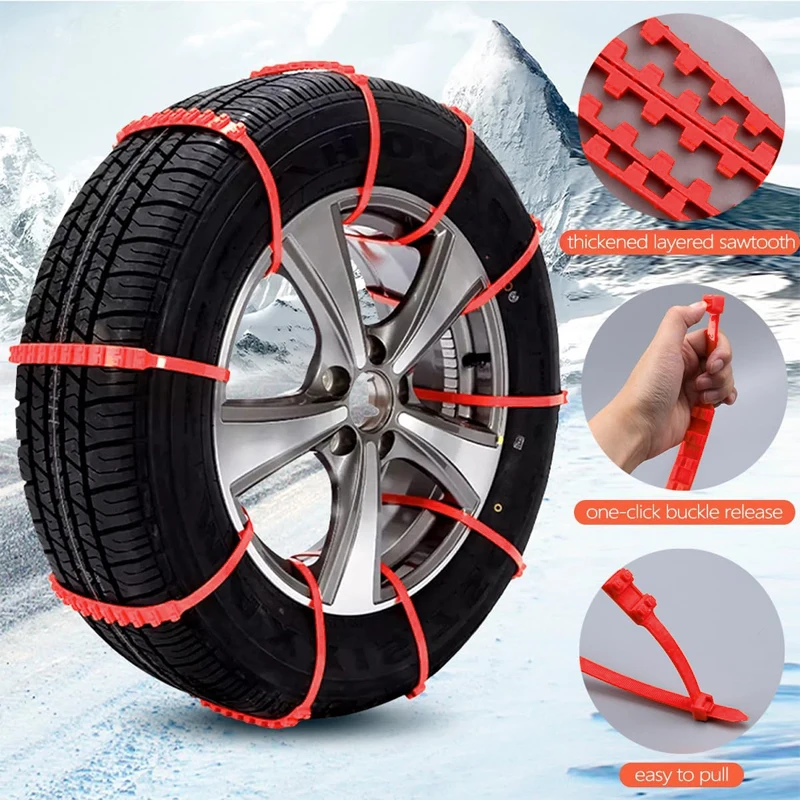 AAZRZRZ Universal nylon material super grip snow tire chain, tire chain, SUV tire chain, truck snow chain (12pcs)