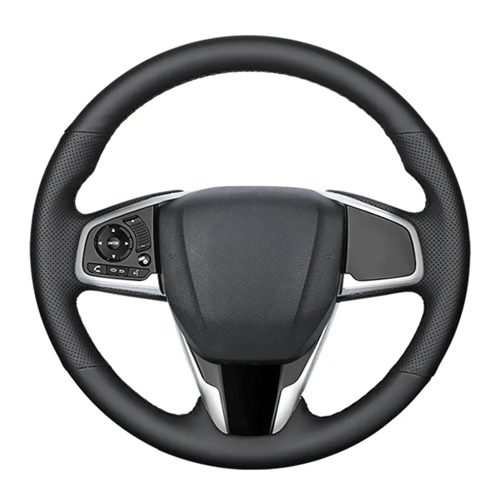 Ręcznie szyty pokrowiec na kierownicę samochodu antypoślizgowa czarna sztuczna skóra dla Honda Civic 10. generacji 2016 2017 2018