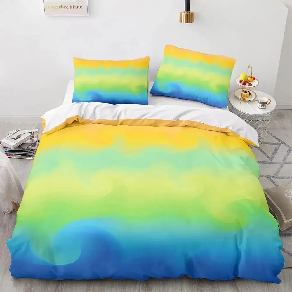 

Rainbow Gradient Duvet Cover Set Queen Size Rainbow for Kids Girls Cute Style Bedding Set Polyester Single King Twin Quilt Cover