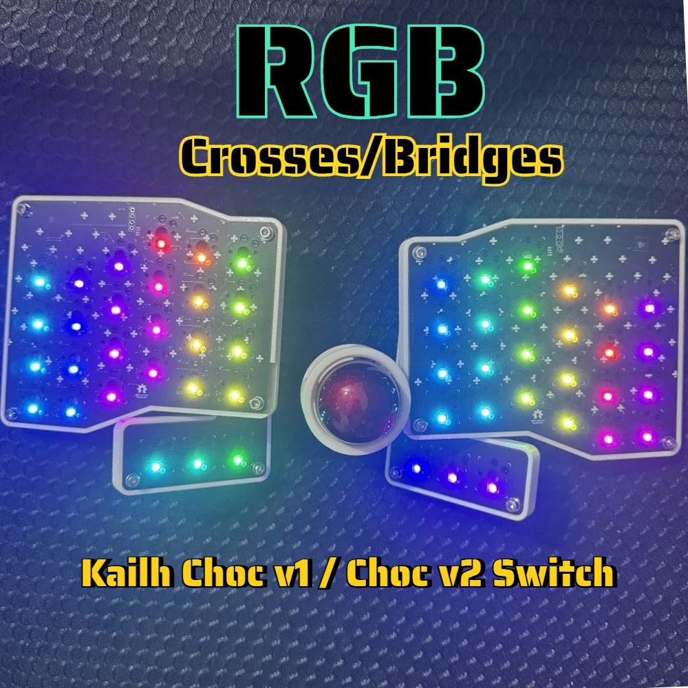 RGB Crosses/Bridges Split Keyboard Adjustable Angle Low Profile Choc V1/V2 Trackball Screen Wired Bluetooth Gaming Keyboard Kit