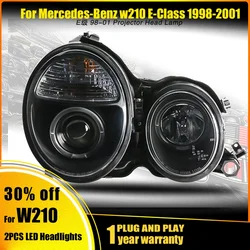Car Headlights For Mercedes-Benz E Class W210 E-Class 1998-2001 LED Angel Eye Auto Headlamp Assembly Projector Lens Accessories