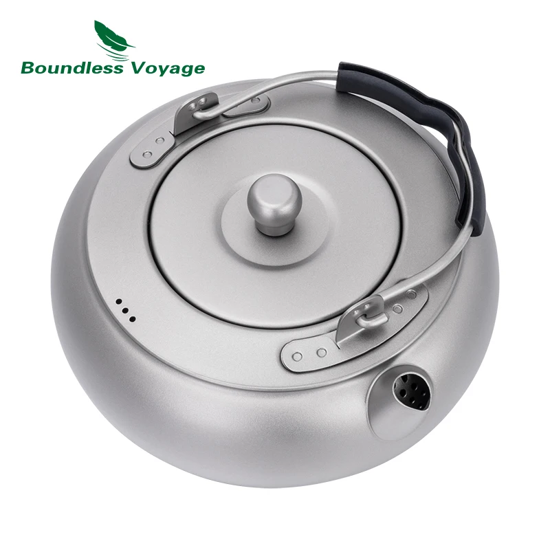 

Boundless Voyage 600ml Portable Camping Kettle Titanium Tea Pot Lightweight Outdoor Cookware for Backpacking Hiking Ti-3105D