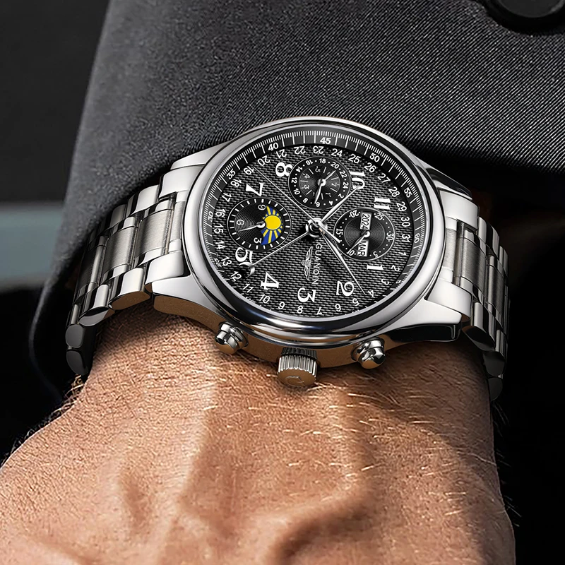 GUANQIN メンズ腕時計自動機械式時計スイス品質ビジネスファッショナブルな多機能防水腕時計