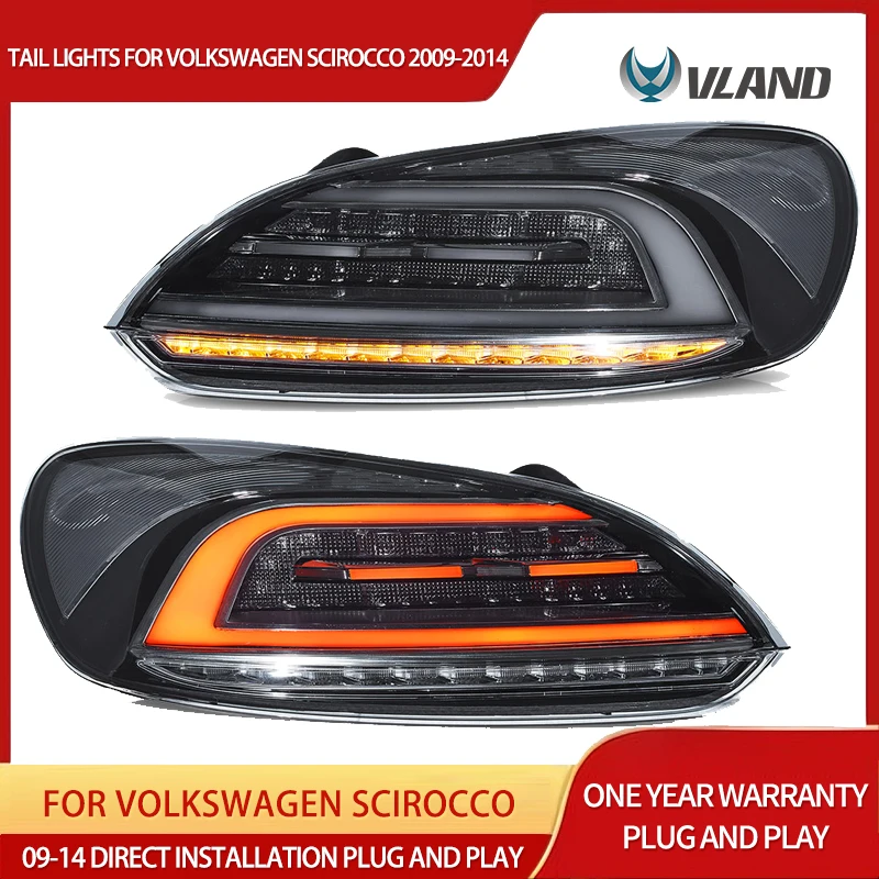 Vland 2009–2014 Scirocco LED-Rücklichter, bernsteinfarbene sequentielle Blinker, Voll-LED-Rücklichter, Plug-and-Play