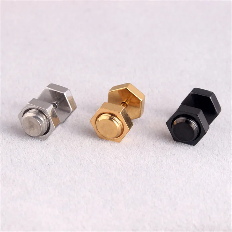 Hiphop Punk Screw Hammer Earrings Stainless Steel Fashion Tool Shaped Stud Ear Jewelry Party Gifts For Women Men