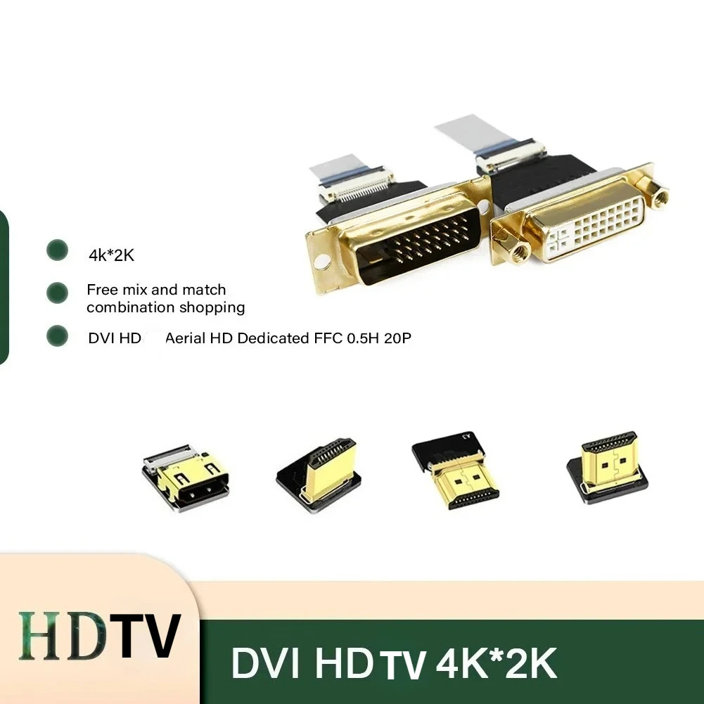 DIY 5CM-100CM DVI To Mini-HD Standard-HDTV FFC FPV Flat Thin Flexible Cable FPC DVI HDTV Monitor FPV Aerial Photograph 4K * 2K