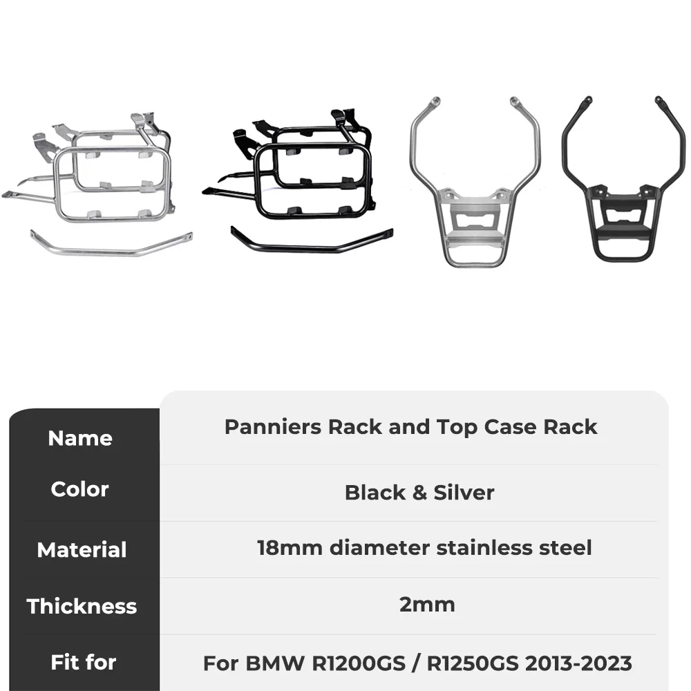 Bagażnik na sakwy BMW R1250GS R1200GS LC Adventure do BMW GS 1200 1250 LC Adventure Adv 2013-2019 Rama bagażnika ze stali nierdzewnej