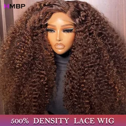 500 Density Chocolate Brown Lace Wigs Human Hair Afro Kinky Curly Glueless Wig Human Hair Ready to Wear 13x6 Hd Lace Frontal Wig