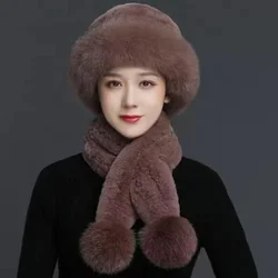 Hat female winter imitation  Mink mother Korean Rex rabbit hair foreign air hat snow basin hat high-grade female hat thickened