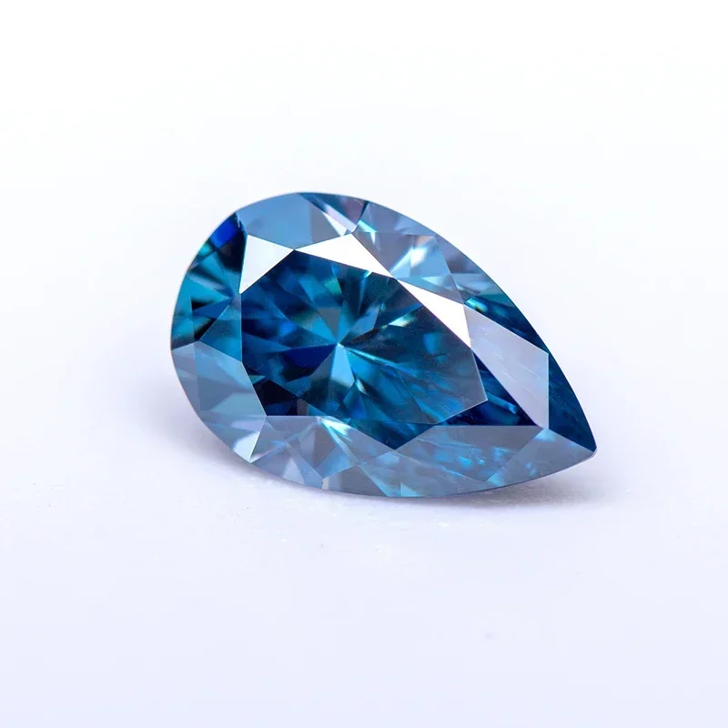 Moissanite Stone Pear Cut Sapphire Blue Colour Lab Created Heat Diamond Jewelry Making Materials with GRA Certificate