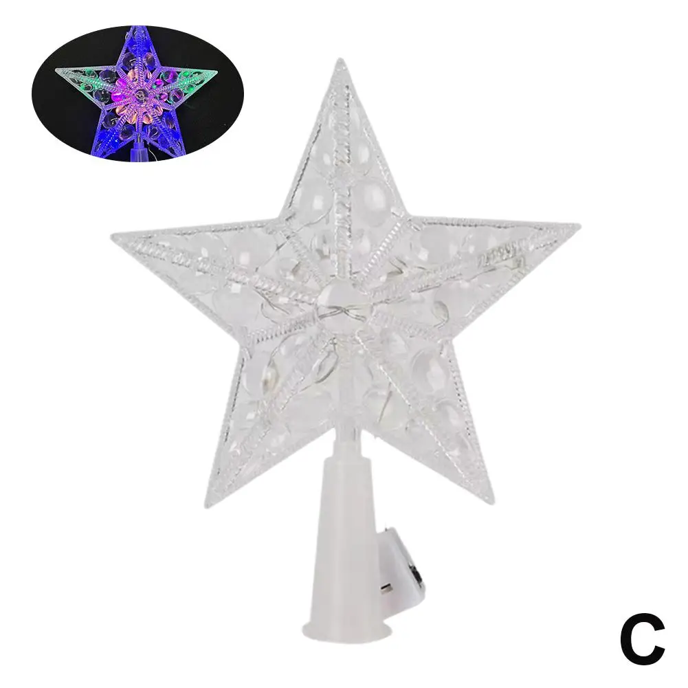 15cm árvore de natal estrela superior com luzes decoração do jardim de natal decorações de festa pátio diy árvore de natal supplie b2r3