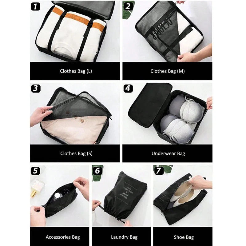 9 pz/set Organizer da viaggio borse portaoggetti armadio valigia imballaggio cubo bagagli vestiti cosmetici digitali borsa Organizer per scarpe